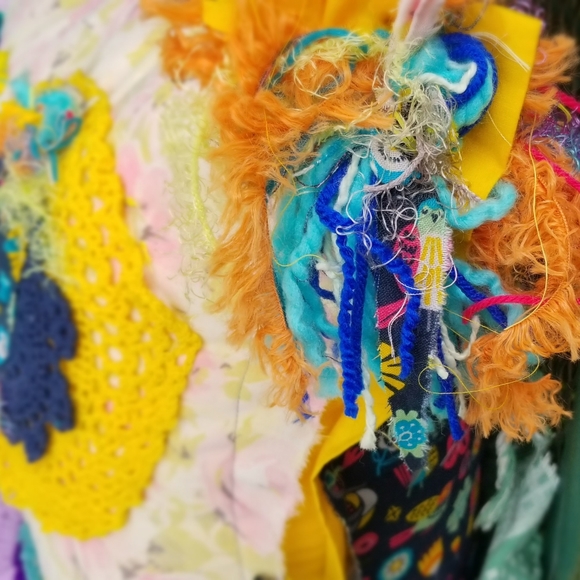 Crochet Vintage Art Boho Patchwork Handmade Pillow - Picture 3 of 5